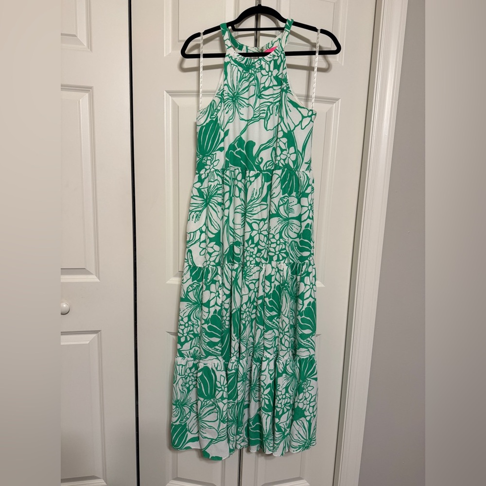 Lilly Pulitzer Beckalyn Green and White Floral Dress